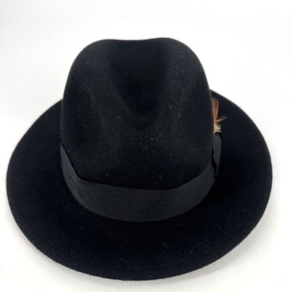 Epoch Hats Company Men's 100% Wool Felt With Feather‎ Fedora Hat Black Size S/M - Picture 3 of 11
